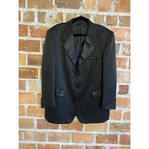 Gino Cappeli Black Long Sleeve Tuxedo Blazer Formal Jacket Men’s size 44R - Picture 2 of 9
